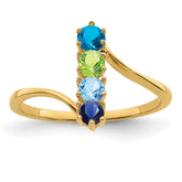 14k Genuine 4 Stone Mother's Ring - 7 / Genuine